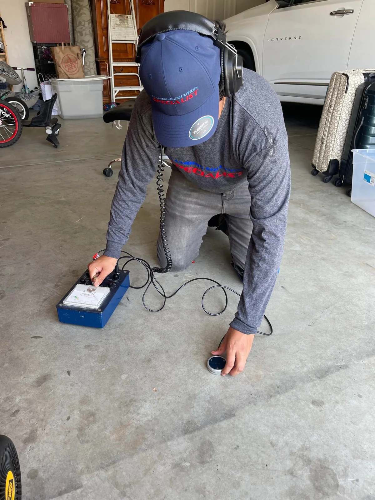 Leak detection equipment used during a Southern California service visit