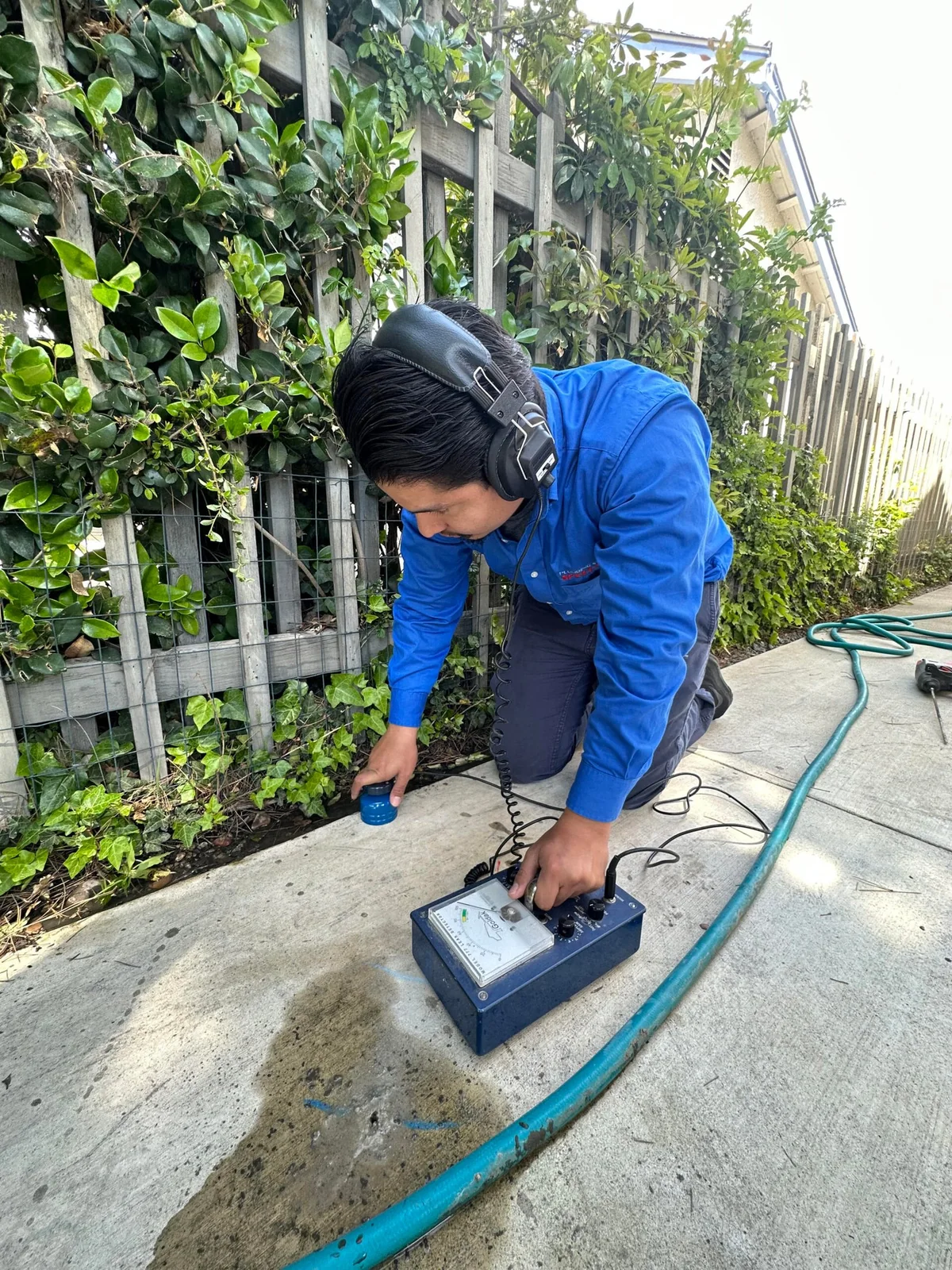 Electronic leak detection equipment used before repair access is selected