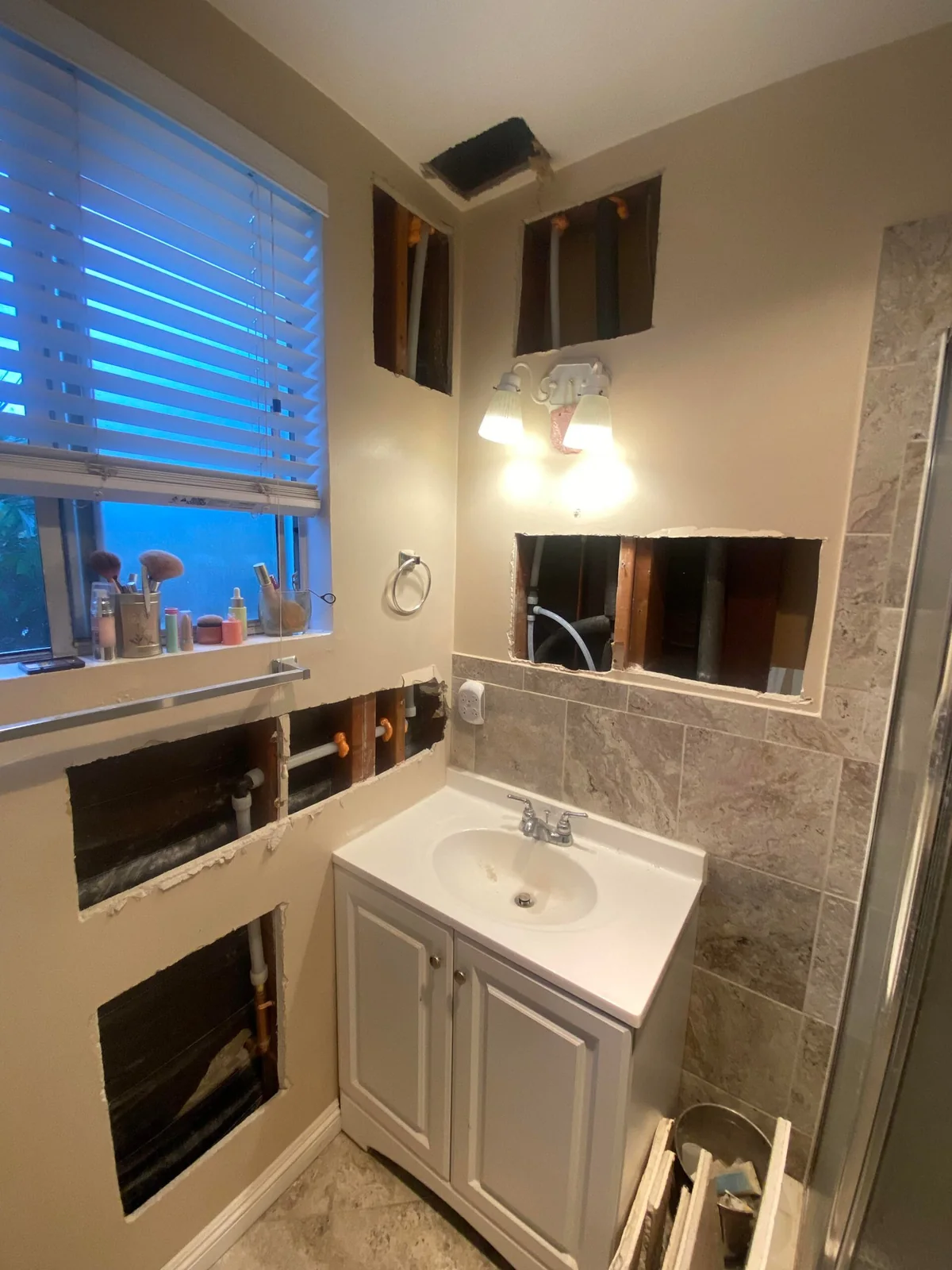 Controlled wall access prepared for concealed pipe repair
